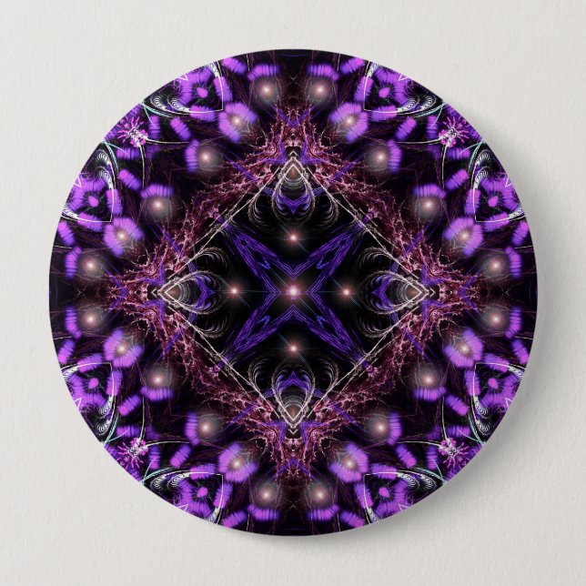 Badge Rond 10 Cm Bouton de tapisserie fractée violette (Devant)