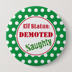 Badge Rond 10 Cm Bouton d'elfe de Noël coquin