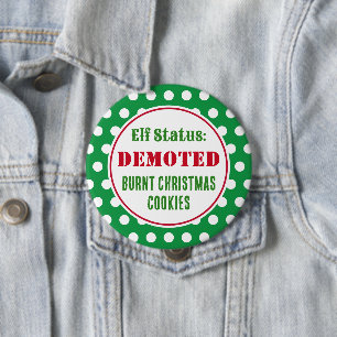 Badge Rond 10 Cm Bouton d'elfe de Noël vilain drôle
