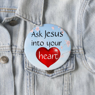 Badge Rond 10 Cm Bouton Demander à Jésus