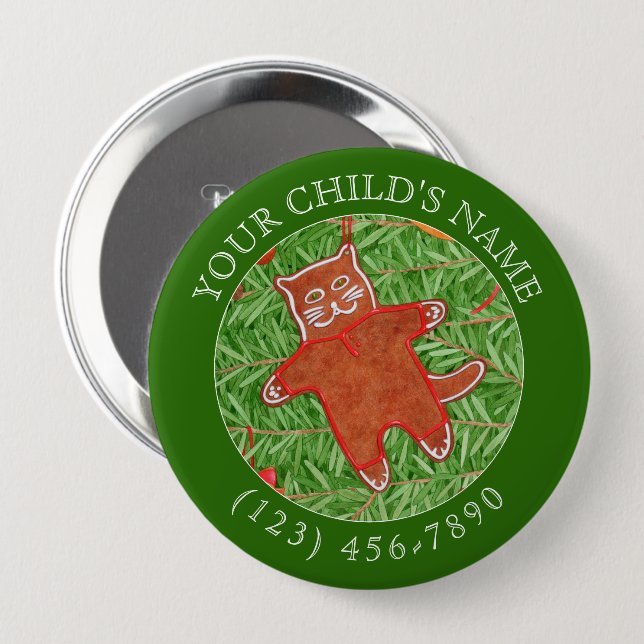 Badge Rond 10 Cm Bouton d'identification d'enfant de la CUISINE GIN (Devant & derrière)