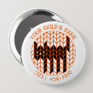 BADGE ROND 10 CM BOUTON D'IDENTIFICATION POUR ENFANT CHAT NOIR EN T