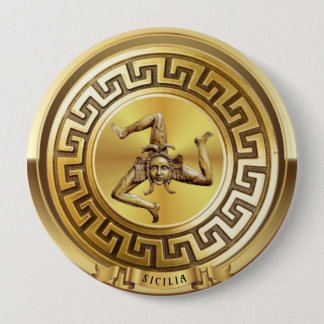 Badge Rond 10 Cm Bouton d'or de la sicilie (Sicile)