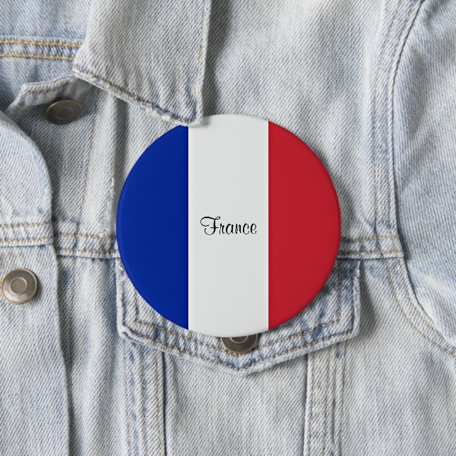 Badge Rond 10 Cm Bouton Drapeau de France (En situation)