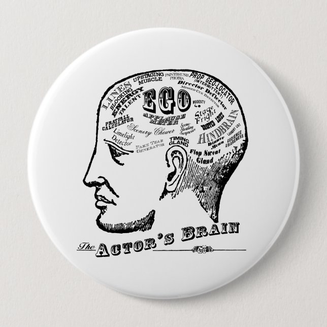 Badge Rond 10 Cm Bouton du cerveau de l'acteur (Devant)