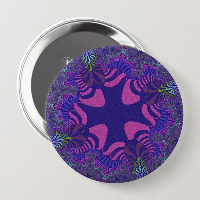 Badge Rond 10 Cm Bouton énorme de croix violet rose personnalisé (Devant & derrière)