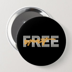 Badge Rond 10 Cm Bouton Esprit libre (orange)