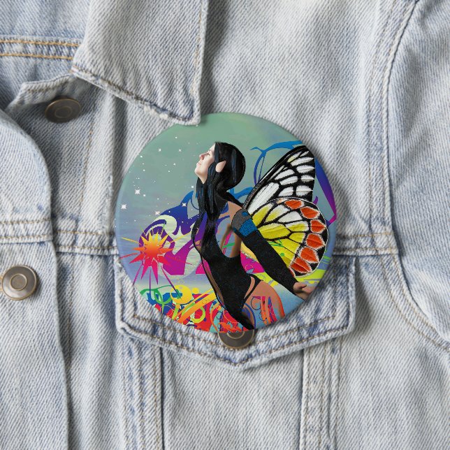Badge Rond 10 Cm Bouton étoile magique (En situation)