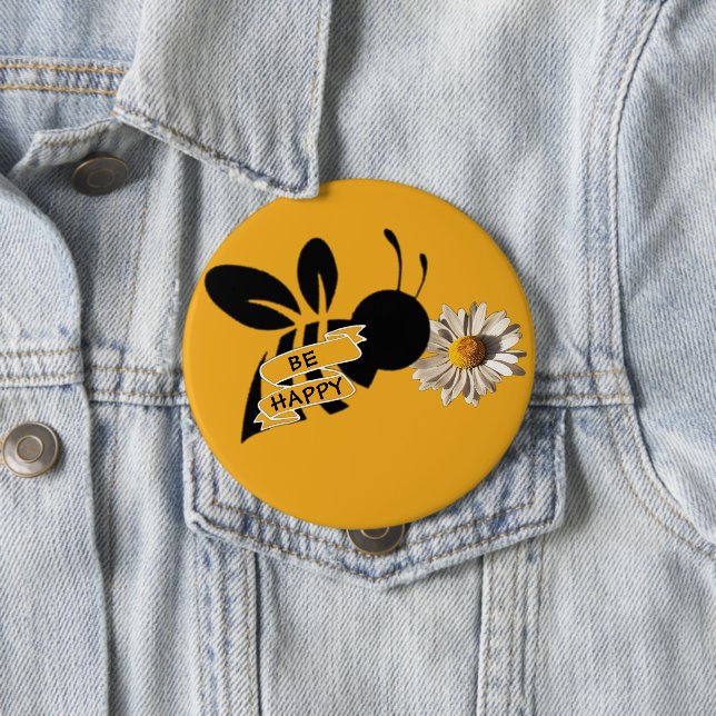 Badge Rond 10 Cm Bouton ÊTRE HEUREUX (En situation)