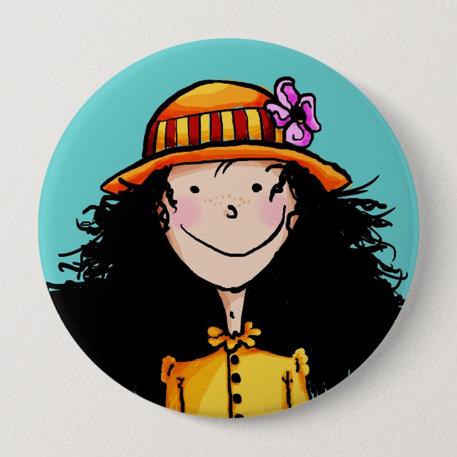 Badge Rond 10 Cm Bouton, Fille de l'été (Devant)