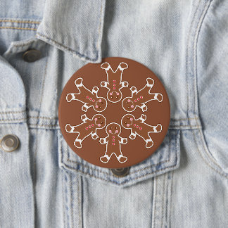 Badge Rond 10 Cm Bouton Flocon de Pains d'épices