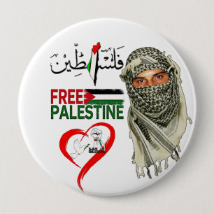 Badge Rond 10 Cm Bouton Free Palestine