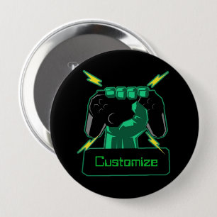 Badge Rond 10 Cm Bouton Gamer d'alimentation personnalisé