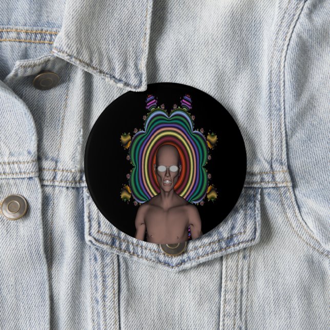 Badge Rond 10 Cm Bouton Hippy Punk (En situation)