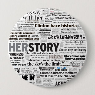 Badge Rond 10 Cm Bouton historique de titre de Hillary 2016