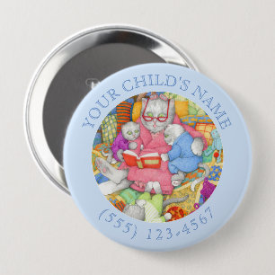 Badge Rond 10 Cm Bouton ID enfant STORY - Bleu