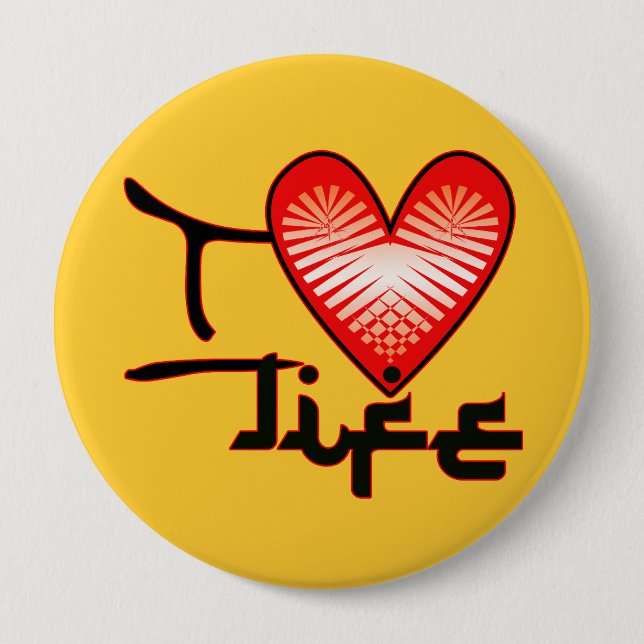 Badge Rond 10 Cm Bouton J'aime la vie (Devant)
