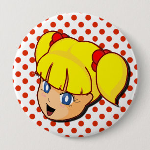 Badge Rond 10 Cm Bouton jaune de fille de Manga