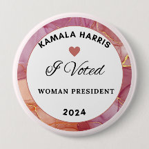 Bouton Kamala Harris. Cercle De 4 Pouces. Couleur