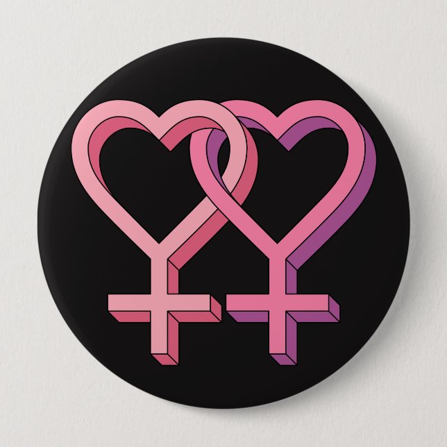 Badge Rond 10 Cm Bouton lesbien rose d'égalité du symbole LGBT (Devant)