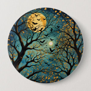 Badge Rond 10 Cm Bouton Lune d'or