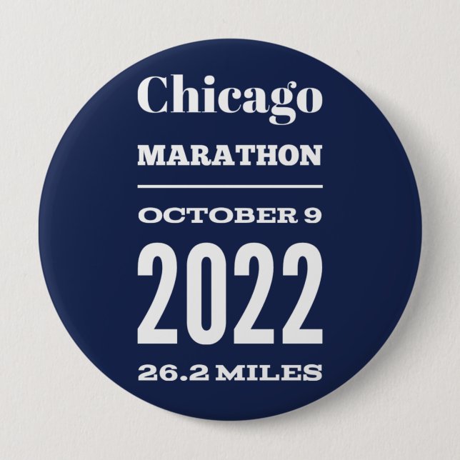 Badge Rond 10 Cm Bouton Marathon de Chicago 2022 (Devant)