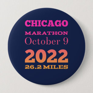 Badge Rond 10 Cm Bouton Marathon de Chicago 2022