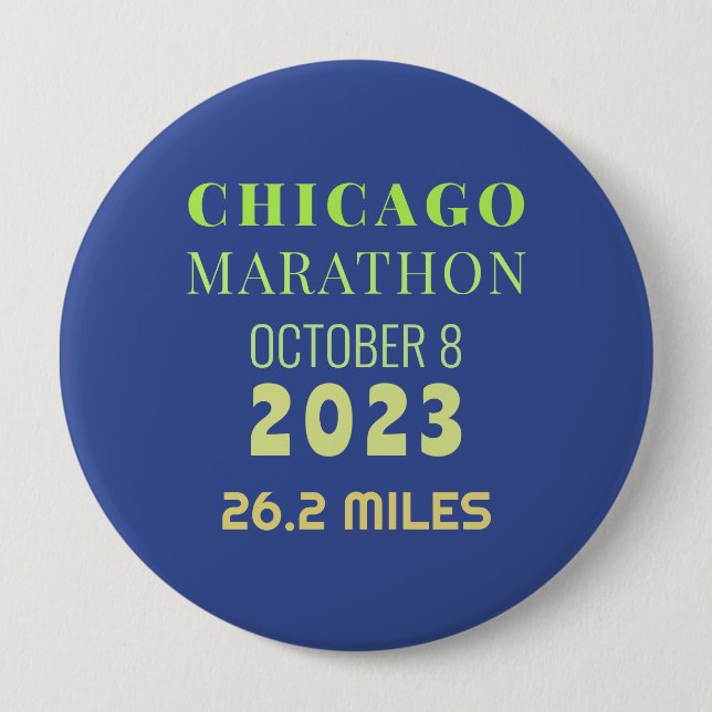 Badge Rond 10 Cm Bouton Marathon de Chicago 2023 (Devant)