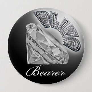 Badge Rond 10 Cm Bouton Mariage du porteur de BLING