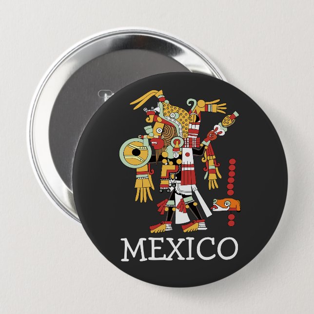 Badge Rond 10 Cm Bouton Mexique (Devant & derrière)