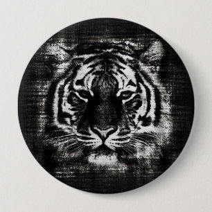 Badge Rond 10 Cm Bouton noir et blanc de cru de tigre