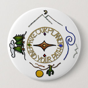 Badge Rond 10 Cm Bouton Notre Planète Hiker's Soul Compass 4"