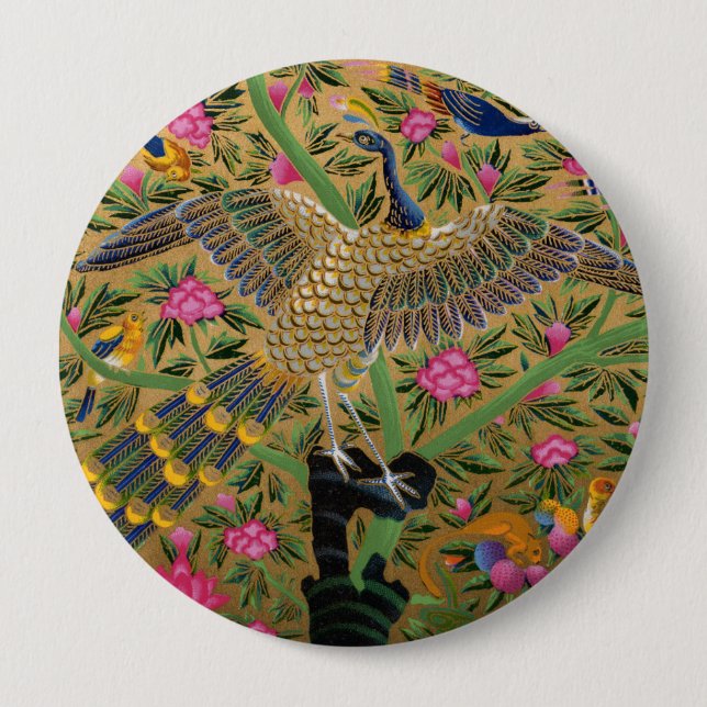 Badge Rond 10 Cm Bouton Oiseau de vie (Devant)