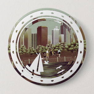 Badge Rond 10 Cm Bouton paysage urbain