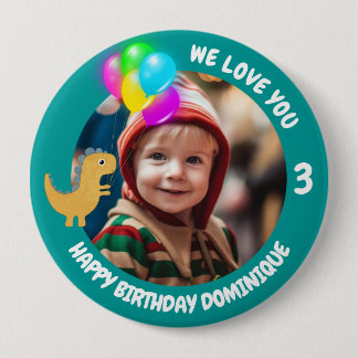 Badge Rond 10 Cm Bouton Personnalisable Photo, Nom Et Âge Anniversa