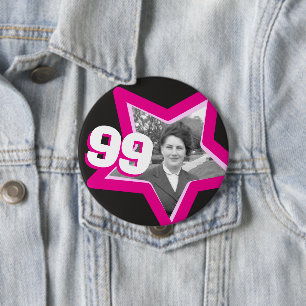 Badge Rond 10 Cm Bouton photo 99e anniversaire