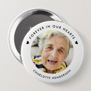 Badge Rond 10 Cm Bouton Photo Élégant Moderne À Jamais Dans Nos Cœu