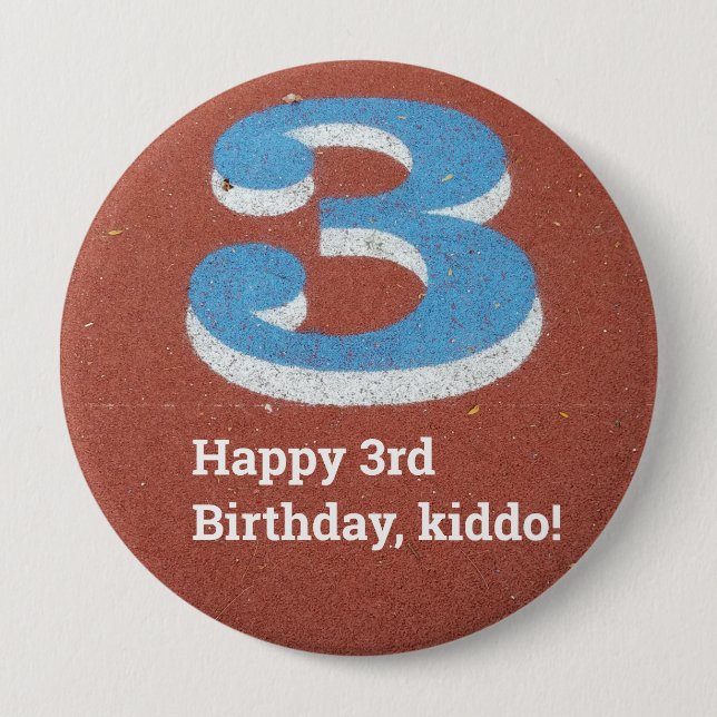 Badge Rond 10 Cm Bouton Piste d'exécution de 3e anniversaire (Devant)