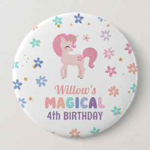 Badge Rond 10 Cm Bouton Rainbow Unicorn Girl Birthday Party