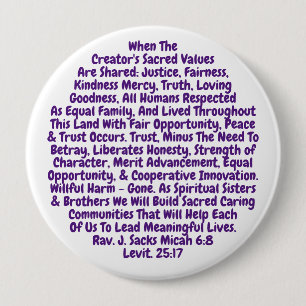 Badge Rond 10 Cm Bouton Rappel Court Pour Vivre Nos Valeurs Sacrées