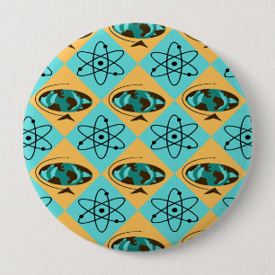 Badge Rond 10 Cm Bouton rond Arlequin Retro Globe Trotter