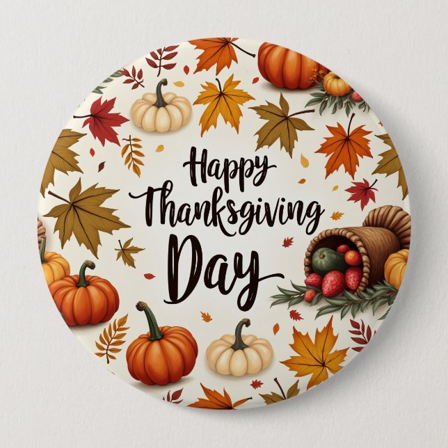 Badge Rond 10 Cm Bouton rond de bon thanksgiving-jour (Devant)