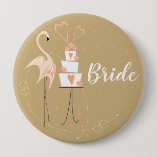 Badge Rond 10 Cm Bouton rond Mariage Flamant rose