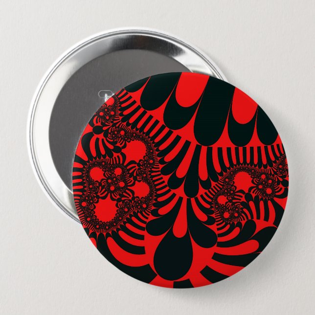 Badge Rond 10 Cm Bouton rouge Noir Mod Énorme (Devant & derrière)