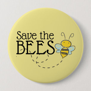 Badge Rond 10 Cm Bouton Sauver les Abeilles