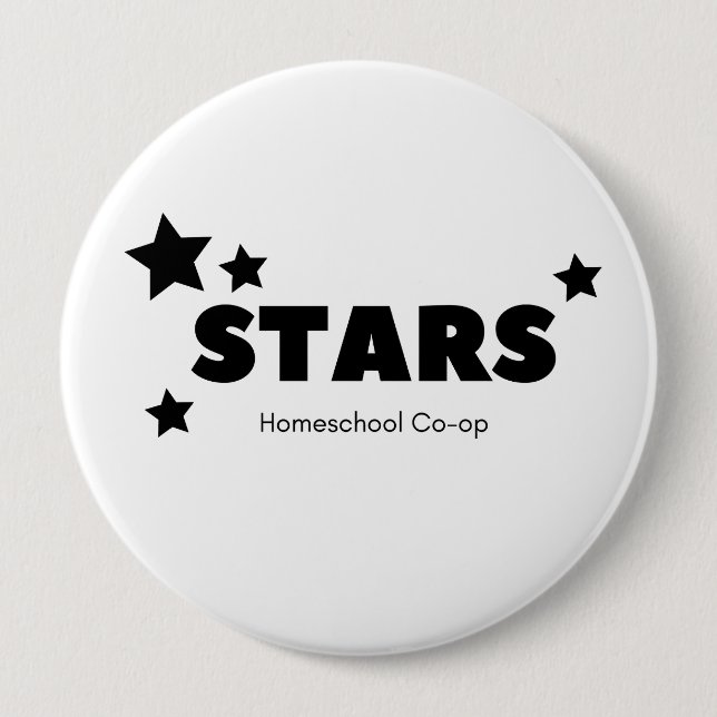Badge Rond 10 Cm Bouton STARS monochrome (Devant)