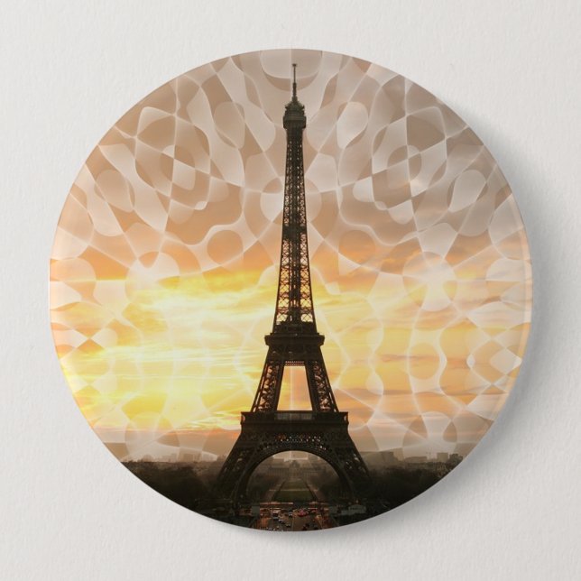 Badge Rond 10 Cm Bouton Tour Eiffel (Devant)