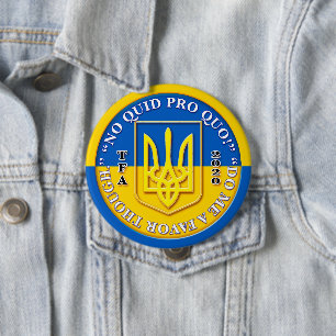 Badge Rond 10 Cm Bouton Ukraine No Quid Pro Quo
