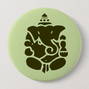 Badge Rond 10 Cm Bouton vert de Ganesh
