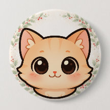 Bouton Visage de Chat Mignon Kawaii